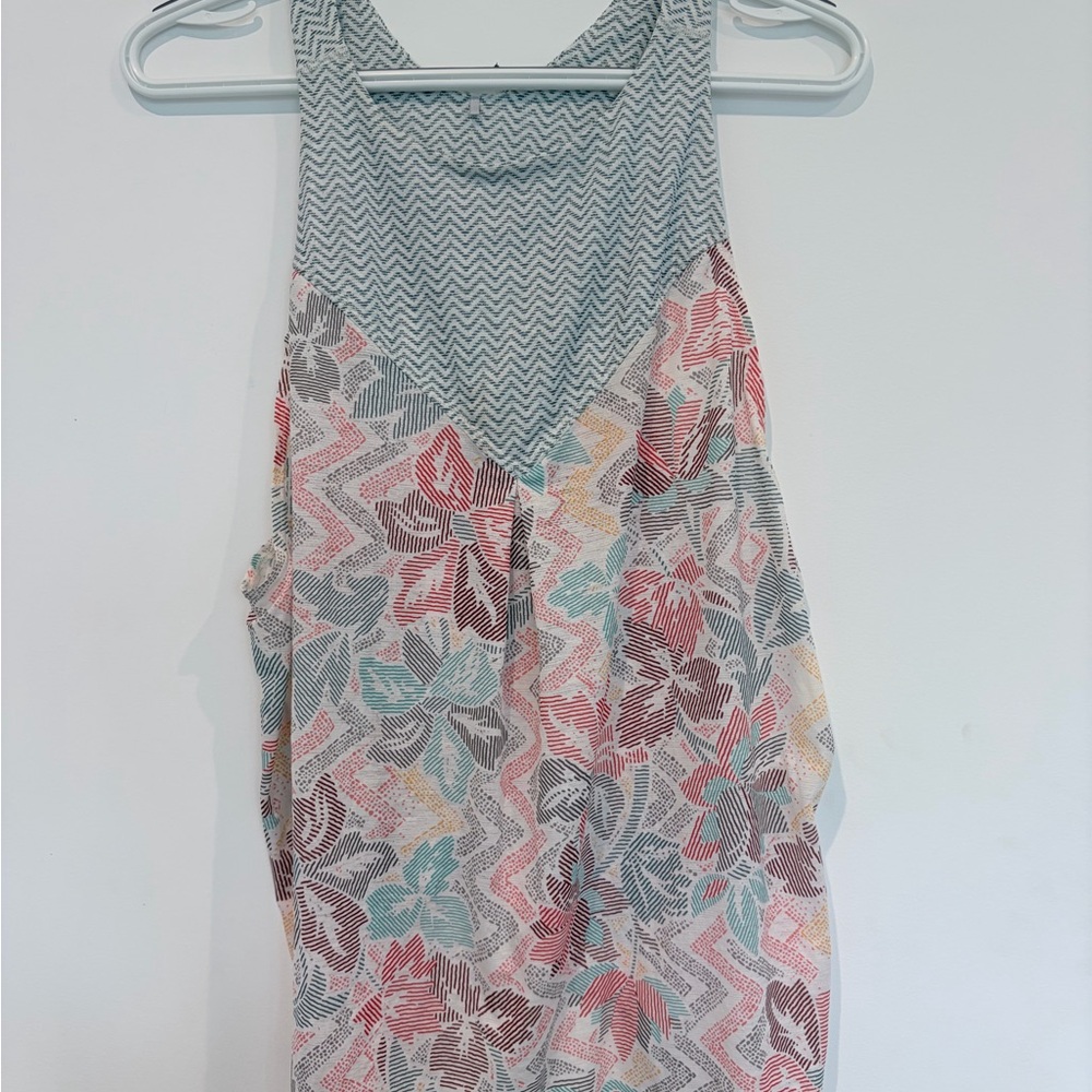 prAna Valentina Tank Top Floral Chevron Print Open Back